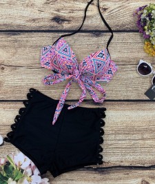 Bikini quần đen chân vấy áo ngực tím